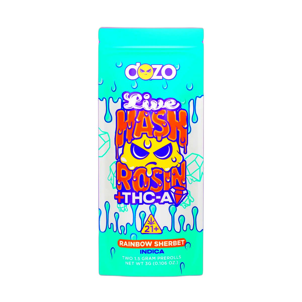 Dozo Live Hash Rosin Preroll | Rainbow Sherbet (Indica)